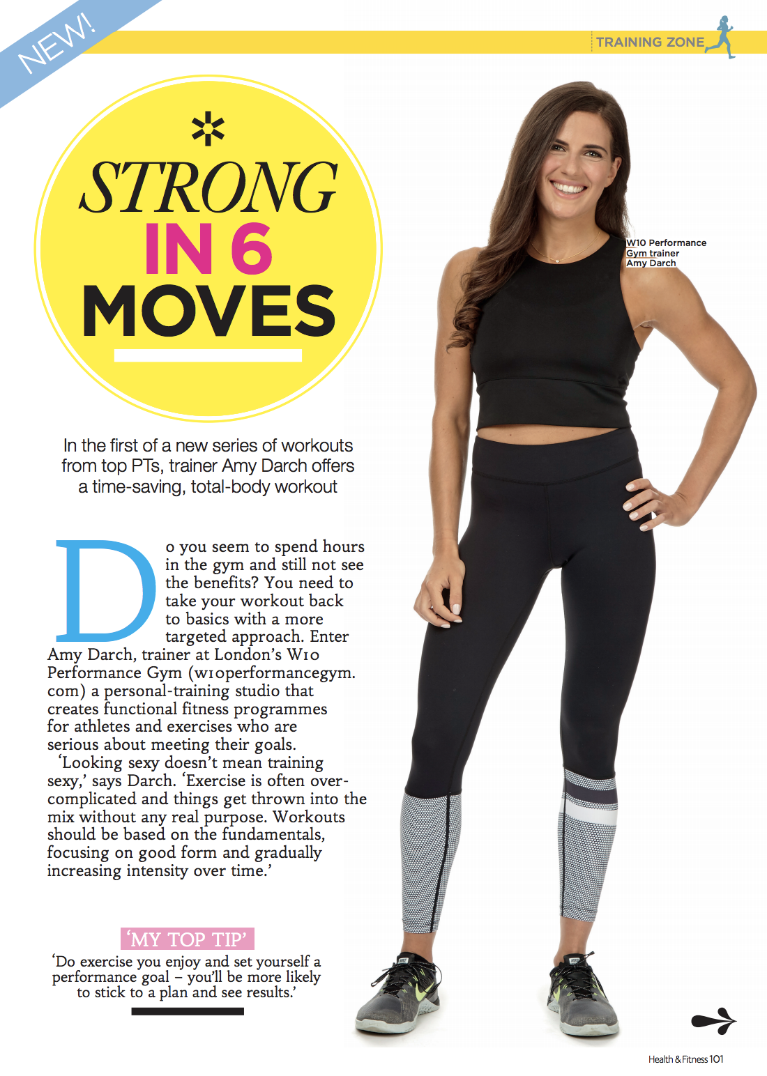 Health and fitness magazine feature strong in 6 moves